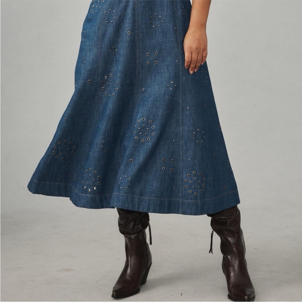 NWT Anthropologie Grommet denim midi dress size 0 - Picture 5 of 10